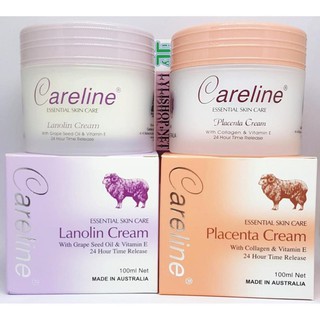 Kem Dưỡng Ẩm Mỡ Cừu Lanolin Cream, Kem nhau cừu Placenta Cream hãng careline hủ 100ml từ Úc