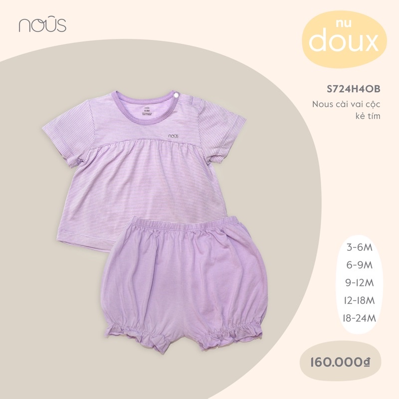 Bộ cài vai cộc Nous mới sz 3m đến 24m