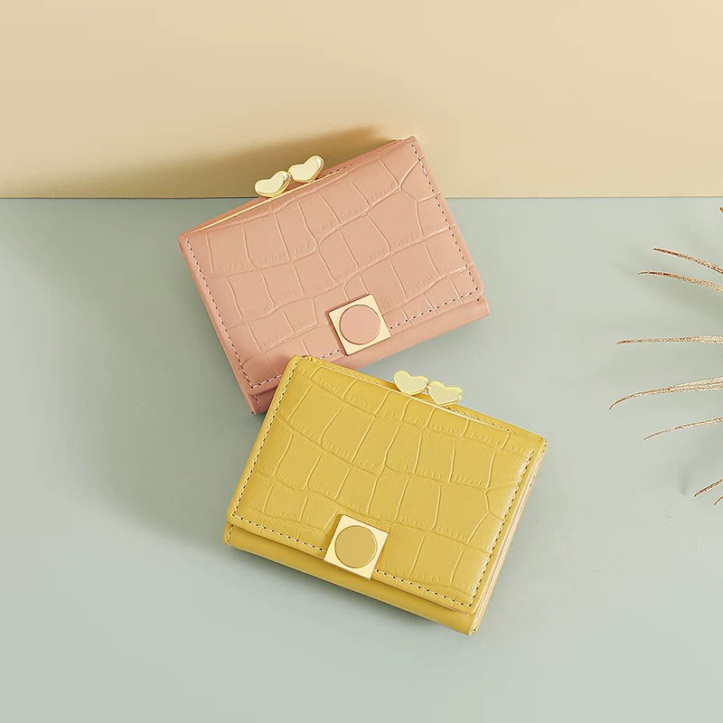 Faya - Ví ngắn ngăn bấm cầm tay da vân V157