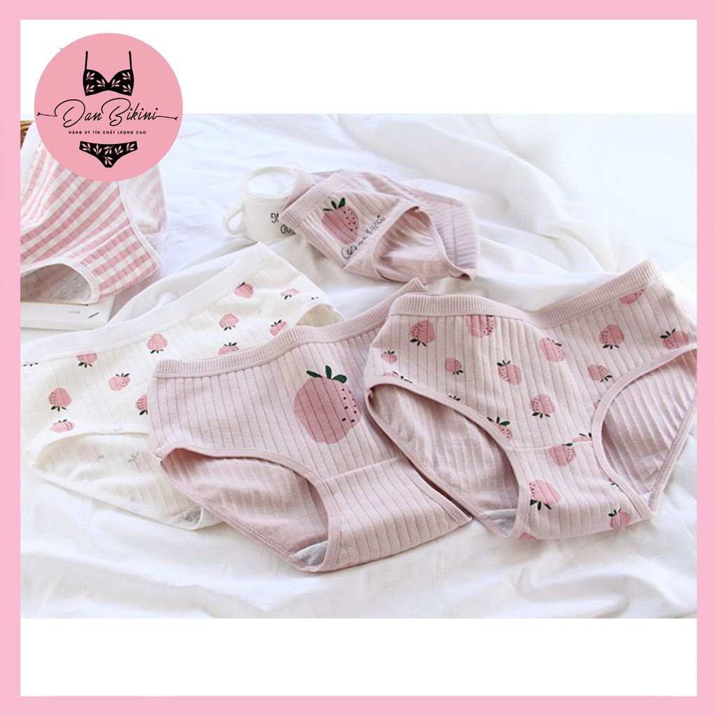 Quần Lót Nữ ❤️FREESHIP❤️ Quần Lót Nữ Cotton gân tăm hình dâu tây kháng khuẩn mềm mại mẫu 671 | BigBuy360 - bigbuy360.vn