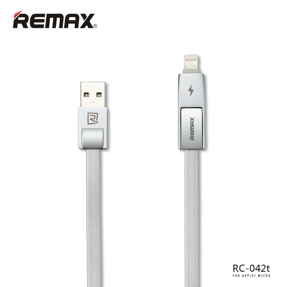 Cable sạc nhanh Remax RC-042t có 2 đầu iPhone và Micro USB