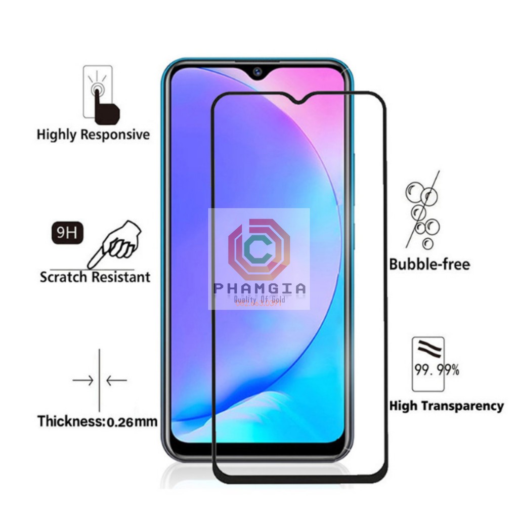 Kính cường lực Vivo Y51 / Y72 full màn hình, full keo. không chấm liti