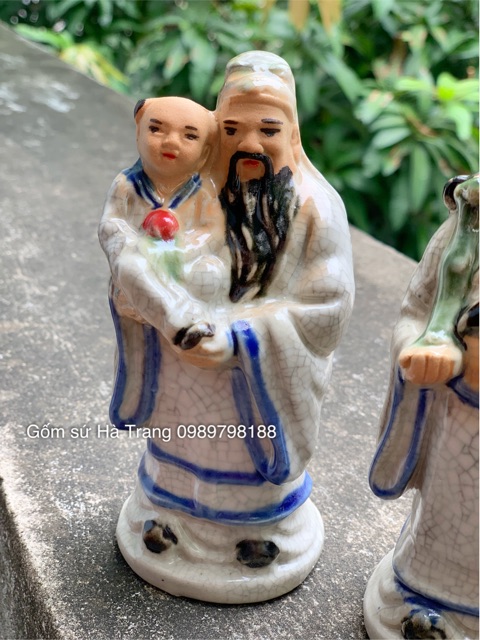 Bộ tượng Tam Đa Phúc Lộc Thọ  Gốm sứ Bát Tràng cao cấp cao 12,5cm