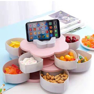 Khay mứt 2 tầng nhựa cứng cao cấp, khay mứt cánh hoa, Khay Mứt, Bánh Kẹo Tết Hình Bông Hoa 2 Tầng 10 Cánh