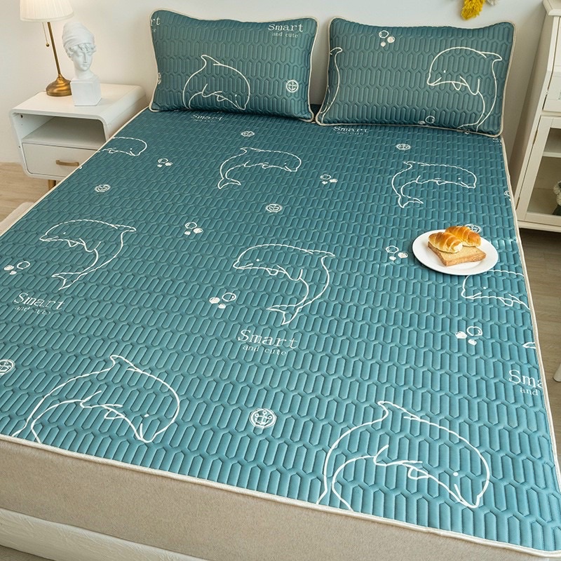 CHIẾU ĐIỀU HOÀ CÁ HEO XANH ĐẬM GỒM 2 GỐI + 1 CHIẾU CỦA NHÀ ANHDUONG BEDDING