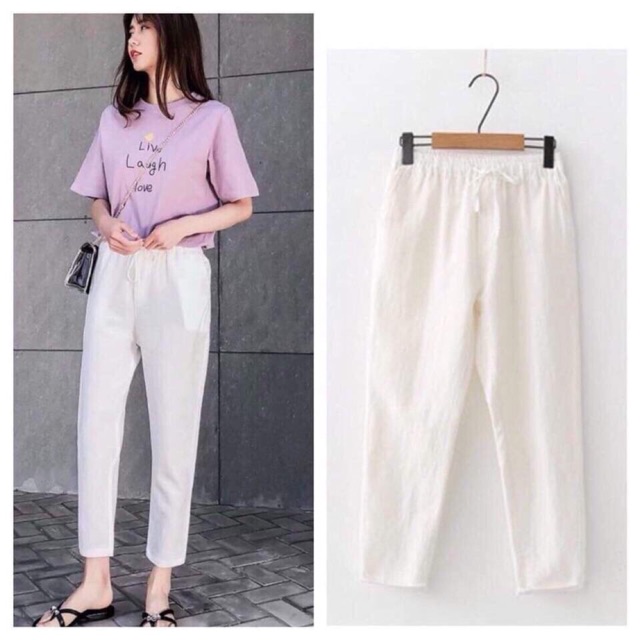 Quần baggy đũi xước kiểu nhật( cạp chun)