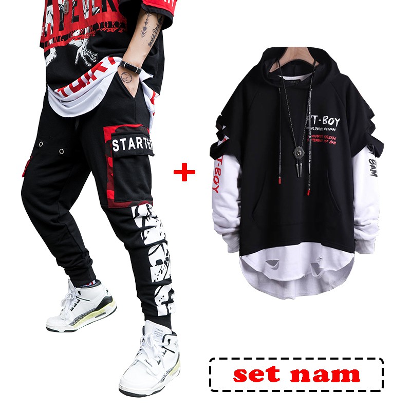 Bộ Quần Áo Thu Đông Nam Áo Hoodies Dài Tay Kết Hợp Quần Túi Hộp Trẻ Trung AO TOP 126 + JOGGER 38