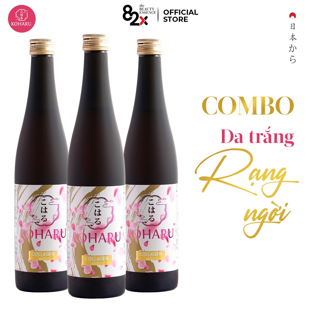 Nước Uống Collagen 82X, Combo 3 Chai KOHARU COLLAGEN Mỹ Nhân Không Tuổi, 48.000mg Collagen Peptide(1500ml/3 Chai)