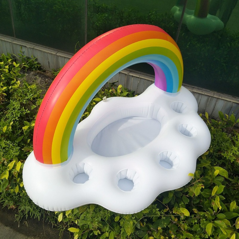 WMMB Party Inflatable Pool Floating Holder Rainbow Cloud Water Drink Holder Summer Cup Holder Inflatable Toy Beverage Float
