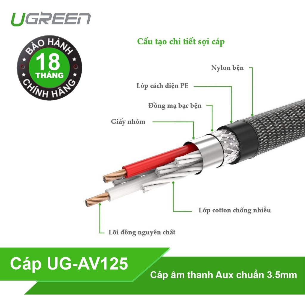 Dây Loa Cao Cấp Chuẩn 3.5 Dài 8m UGREEN 10607