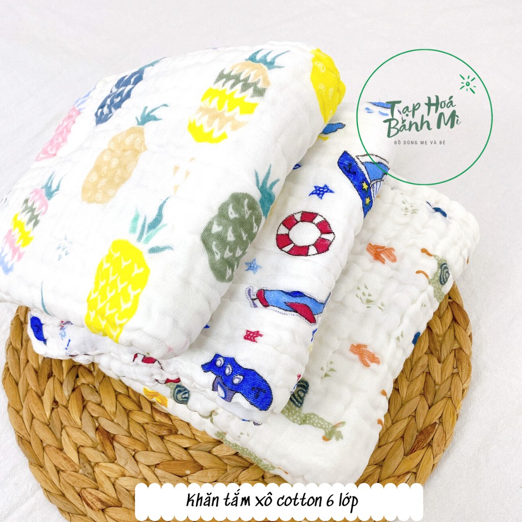 Khăn tắm xô cotton 6 lớp nhún 100x100