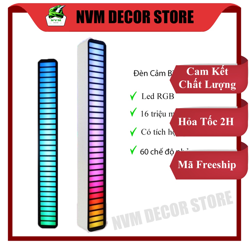 Thanh Đèn RGB Nháy Theo Nhạc, LED Nhiều Màu, Decor Phòng, HotTiktok, Tích hợp Pin Tặng Kèm Sạc Type C