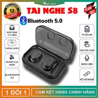 [ Tai nghe nhét tai không dây Cảm ứng Bluetooth 5.0 Cao cấp S8 (Âm thanh HiFi tuyệt hảo) Gồm Dock tự sạc -dc3513