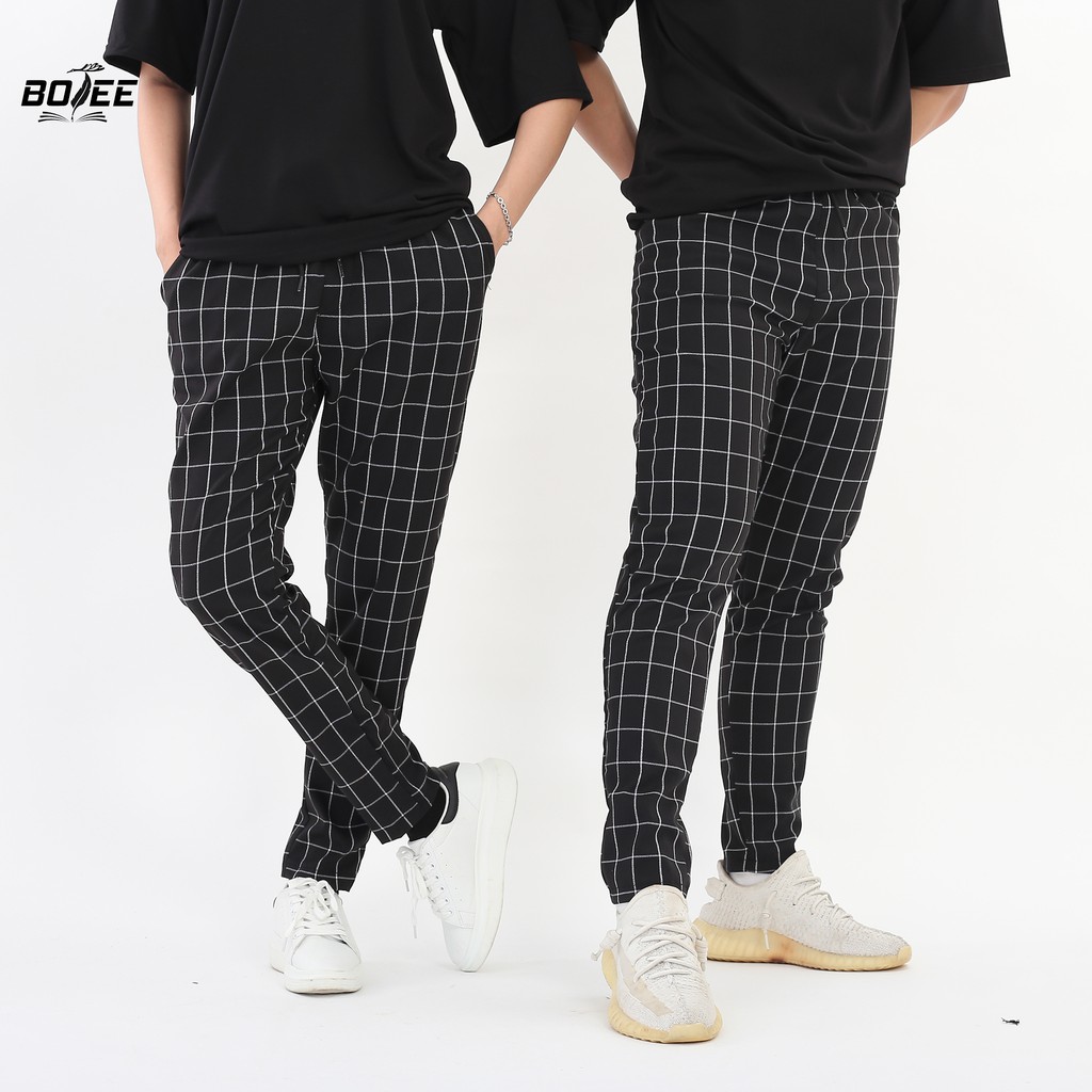 Quần Pant kẻ sọc V2 màu đen BOTEE unisex nam nữ ống suông