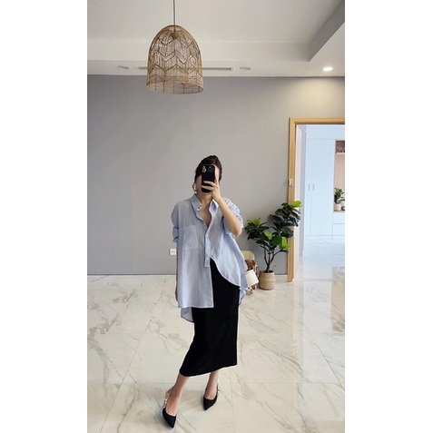 Áo sơ mi kẻ vạt chéo