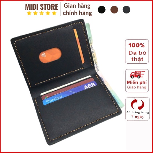 Ví nam mini da bò nhỏ gọn kiểu đứng thời trang handmade MIDI STORE DX20