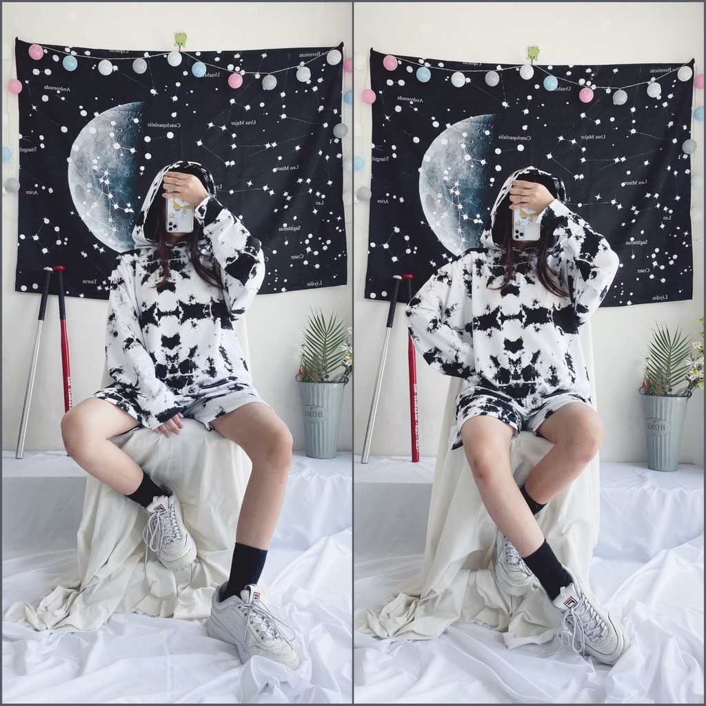 Combo áo quần hoodie loang màu siêu chất ulzzang unisex