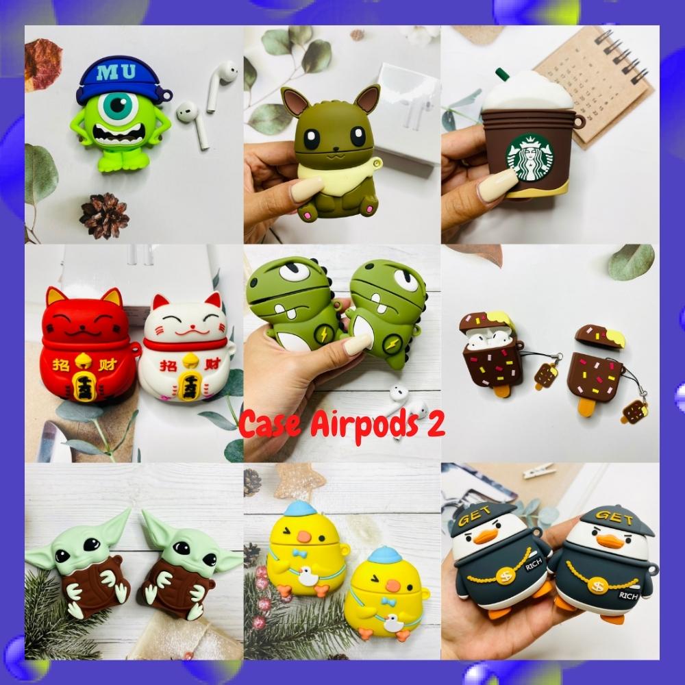 Vỏ Case Bảo Vệ Bao Đựng Tai Nghe Không Dây Bluetooth AIRPODS 2 Hình Thú 3D Chất Liệu Silicon Siêu Bền
