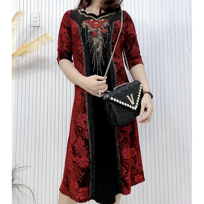 Đầm Nữ Trung Niên From Lỡ Qua Gối Sang Trọng 54-73Kg