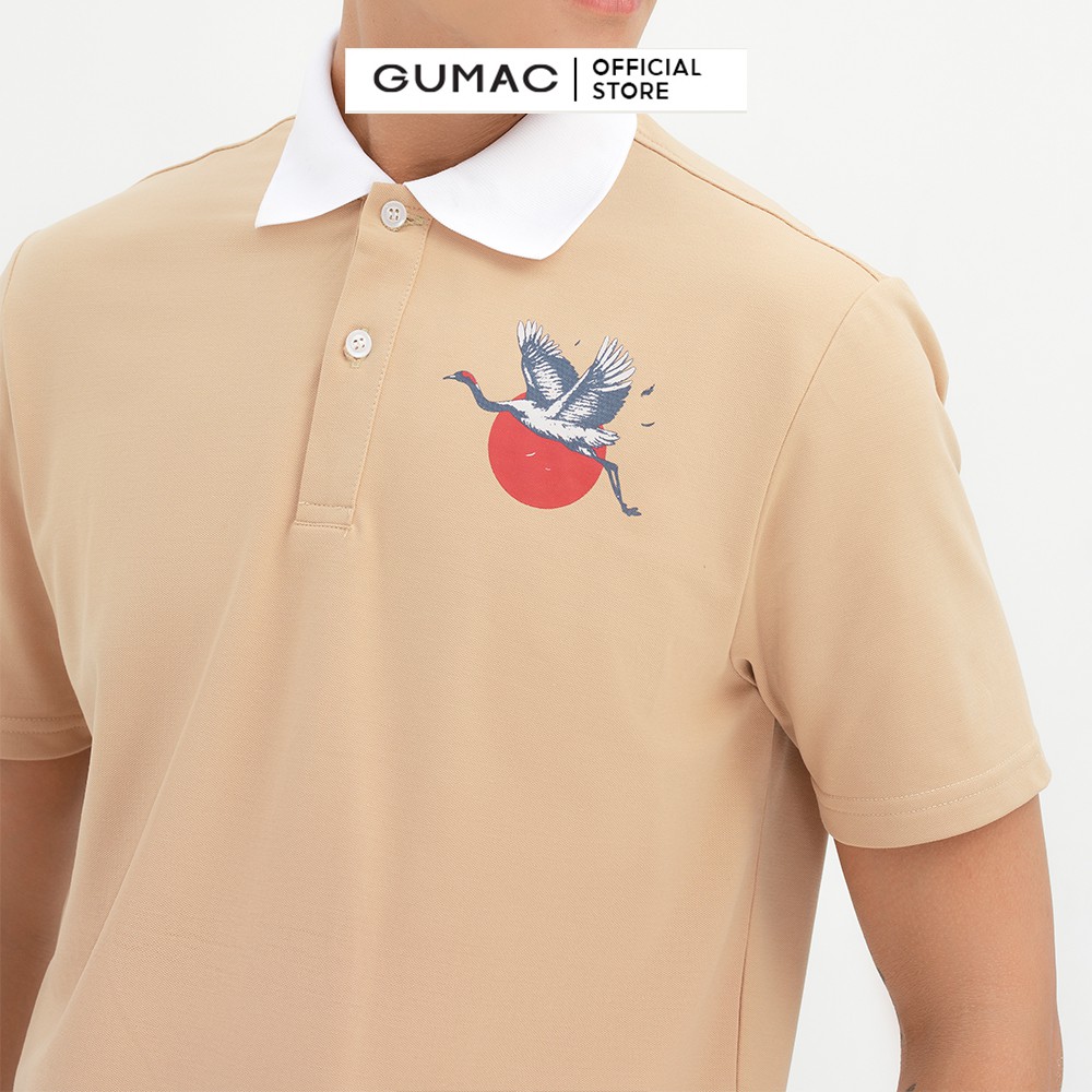 [Mã WABRGD12 giảm 10% đơn 250K] Áo thun polo nam in hạc GUMAC ATNB589 | BigBuy360 - bigbuy360.vn