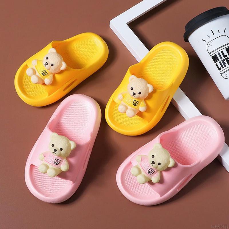 Dép Sandal Đế Cao Su Mềm Hình Gấu Hoạt Hình Ba Chiều Cho Bé