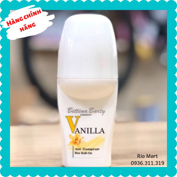 Lăn Khử Mùi Bettina Barty Vanilla 50ml, hương nước hoa quyến rũ, hàng nội địa Đức