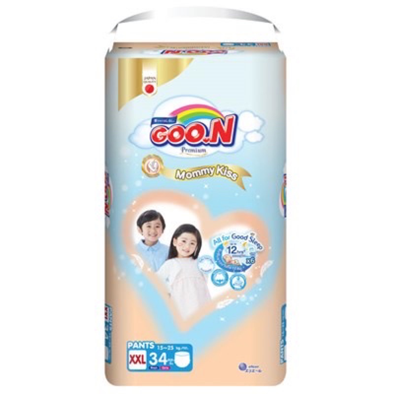 Bỉm GOO.N mommy kiss mẫu mới dán/quần NB66,S62,M56,L48,XL44/ M54,L44,XL40,XXL34,XXXL24