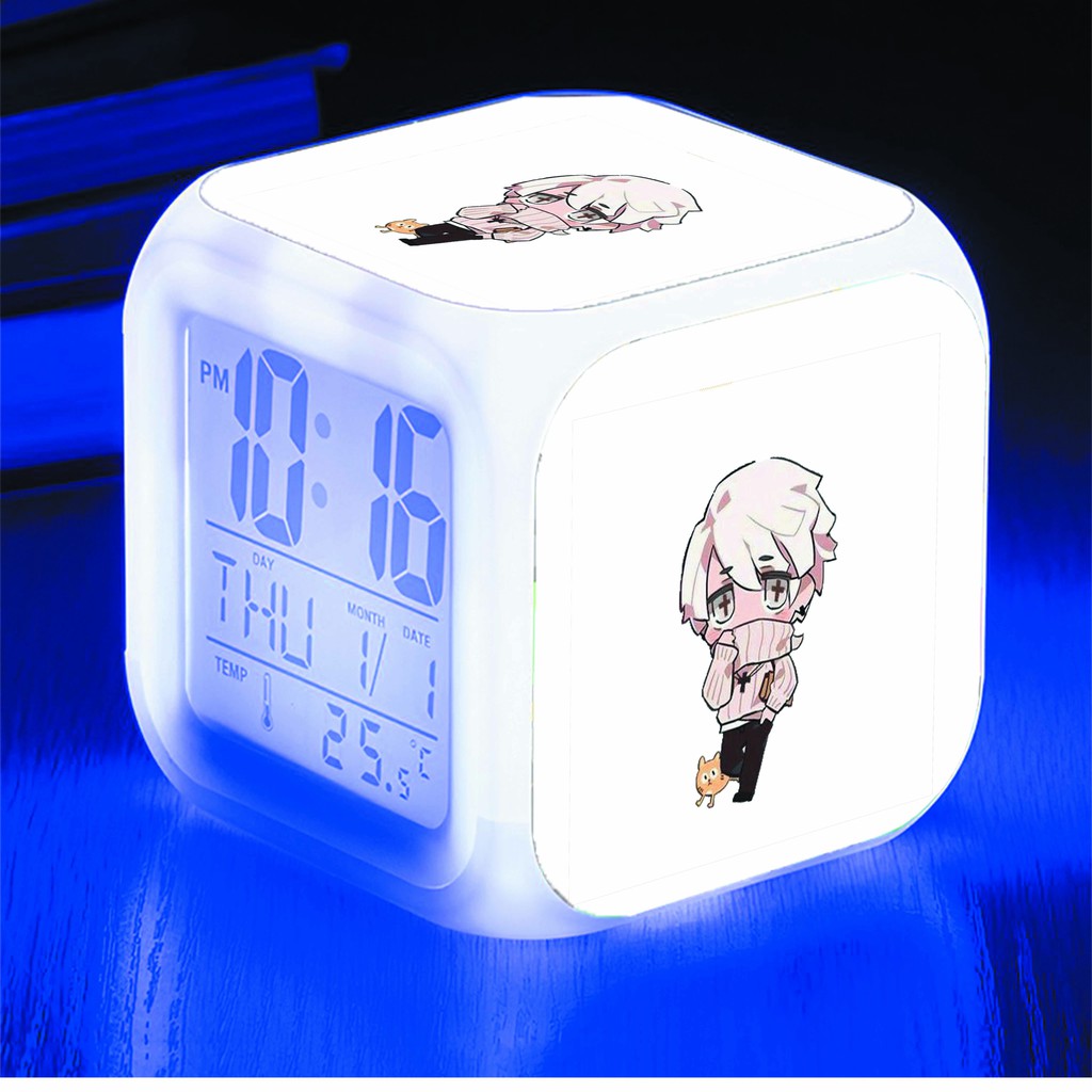 Đồng hồ báo thức để bàn in hình Identity V anime chibi LED đổi màu