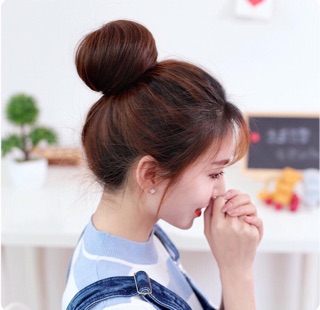 Tóc búi củ tỏi - Búi tròn cực xinh; tóc giả búi tròn củ tỏi dây rút