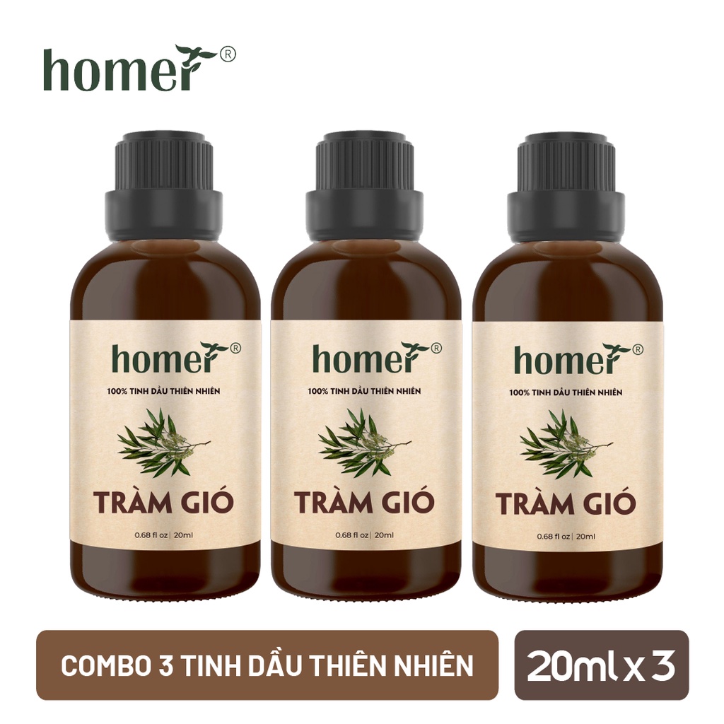 Combo 3 tinh dầu Tràm Gió Homer 20ml/chai