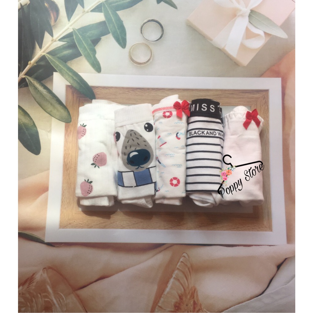 Quần lót nữ ⚠️Mã AT45 / CHE TÊN SẢN PHẨM ⚠️ Combo 5 Quần lót mềm mịn chất liệu cotton, thấm hút, co giãn 4 chiều