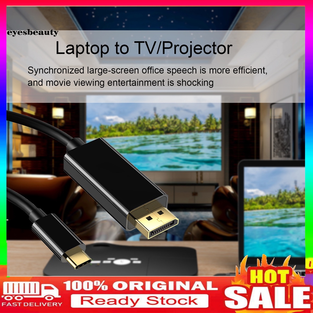 Dây Cáp Chuyển Đổi Type-C Sang Dp Dài 1.8m Màu Đen Cho Máy Tính