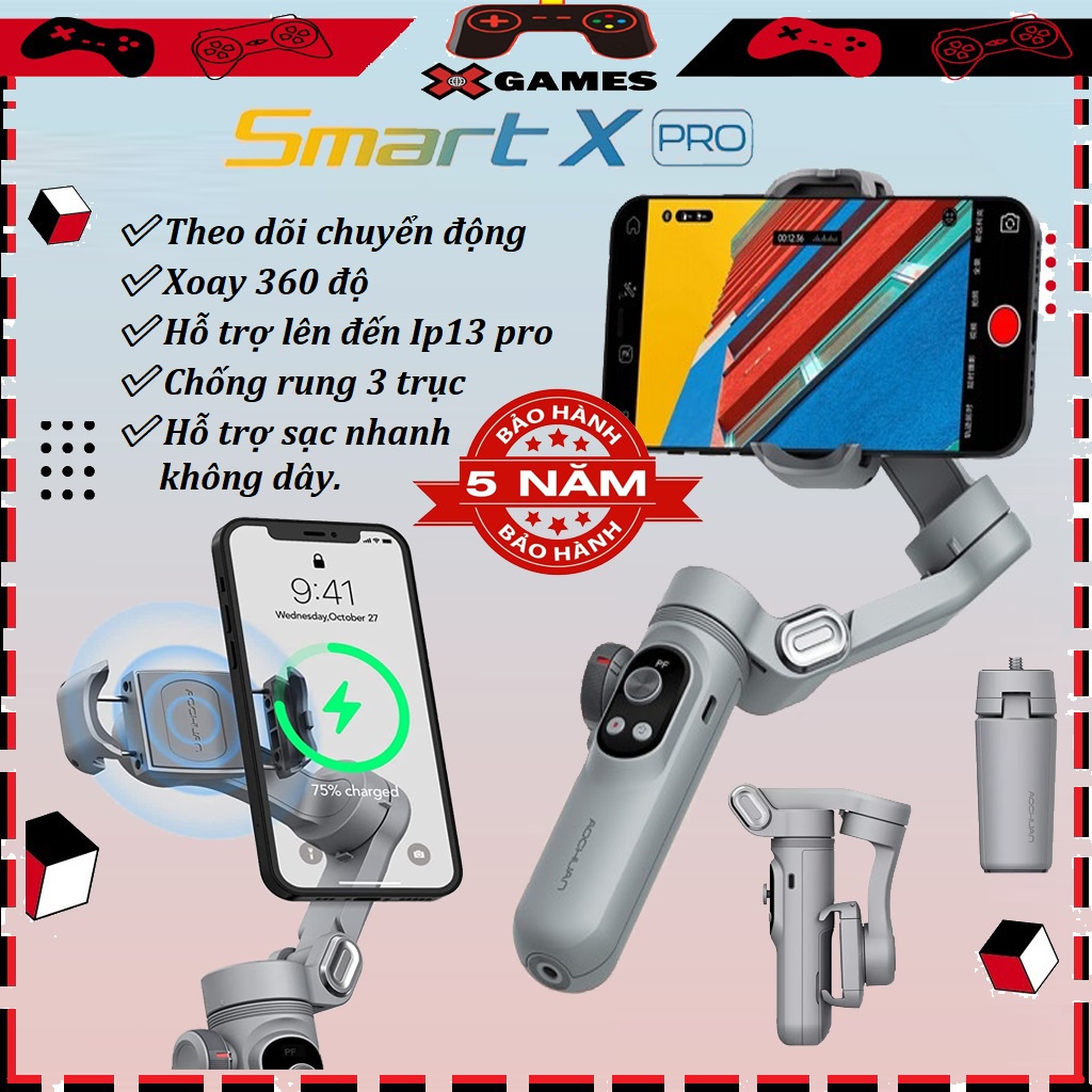 Tay quay chống rung điện thoại Smart X Pro hỗ trợ quay theo gương mặt,Gimbal chống rung chính hãng giá rẻ F6 / S5B / L08