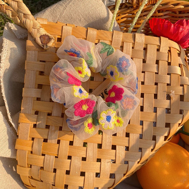 Dây Buộc Tóc Co Giãn Đính Hoa Xinh Xắn Cho Nữ