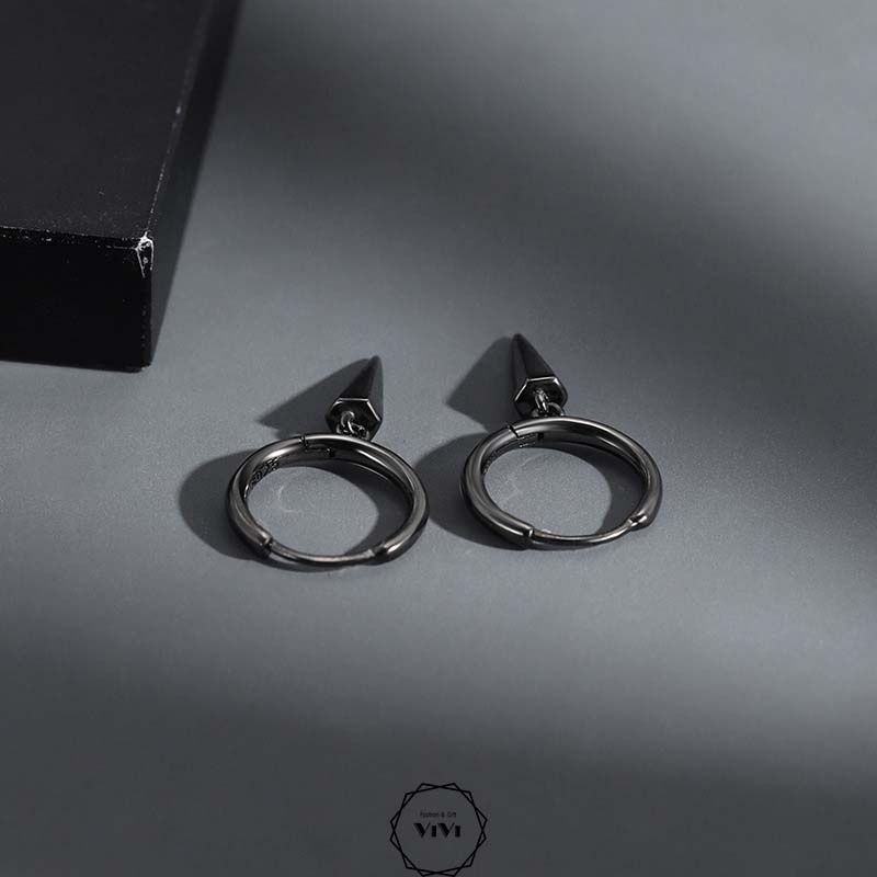 Bông tai bạc nam khuyên tròn Arrow – khuyên tai bạc ViVi_Gift