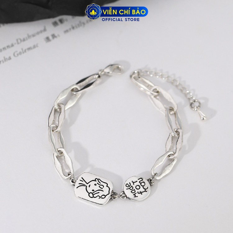 Lắc tay bạc nữ họa tiết Made for you chất liệu bạc Thái S925 trẻ trung cá tính thương hiệu Viễn Chí Bảo L000045