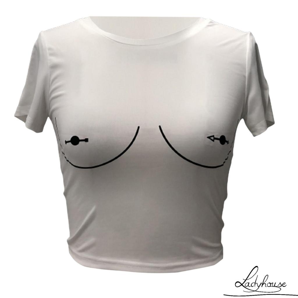 Áo Thun Tay Ngắn Cổ Tròn In Họa Tiết Đối Xứng Thời Trang Cho Nữ