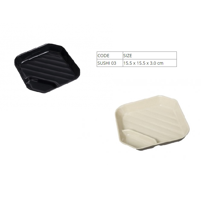 Khay Nhựa Sushi Melamine Màu Nâu/Đen