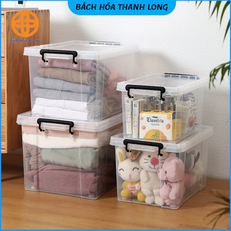 Thùng nhựa đựng đồ Việt Nhật, thùng nhựa đựng quần áo trong suốt, siêu bền, sắp xếp đồ đạc nhiều cỡ 17L-25L-35l-60L