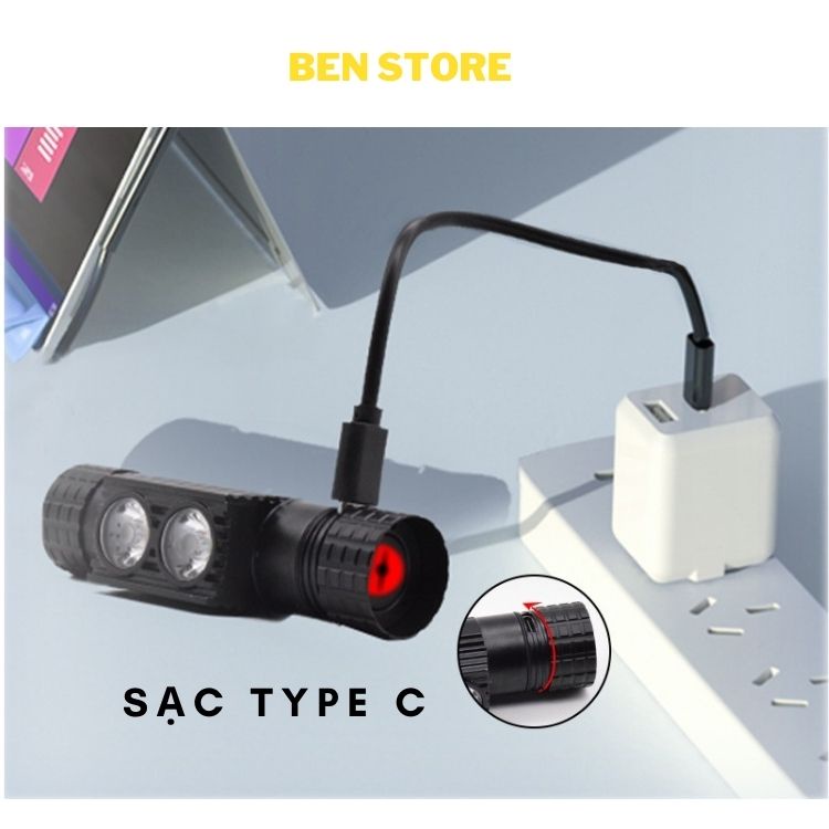 Đèn pin siêu sáng đeo đầu mini type C H02B