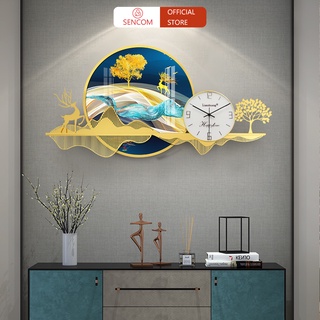 Đồng hồ treo tường phòng khách độc đáo SENCOM, đồng hồ trang trí decor phong cách Bắc Âu - A0335