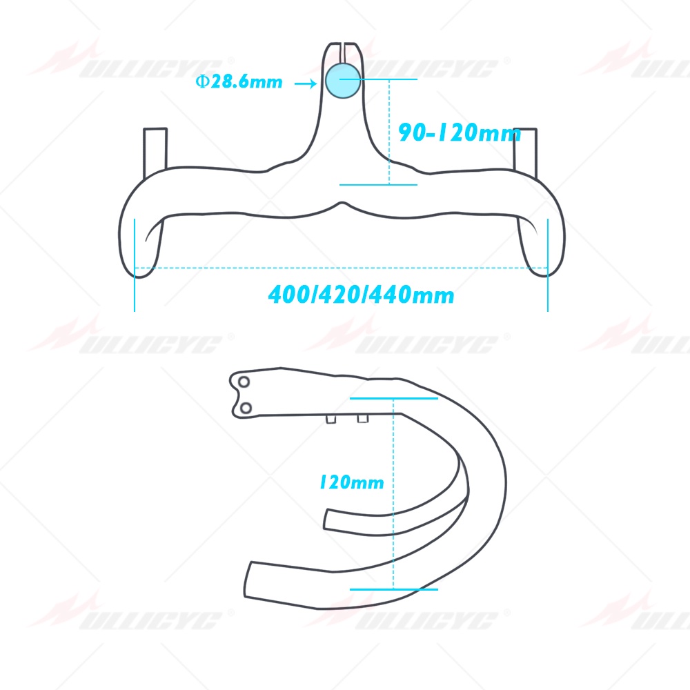 Prado Tay Lái Xe Đạp 28.6mm 90 / 100 / 110 * 400 / 420 / 440mm Chất Liệu Sợi carbon