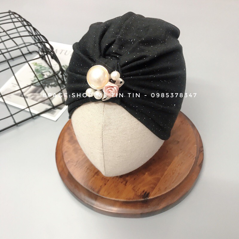 Mũ turban cho bé (đen nhũ 6m đến 2y)