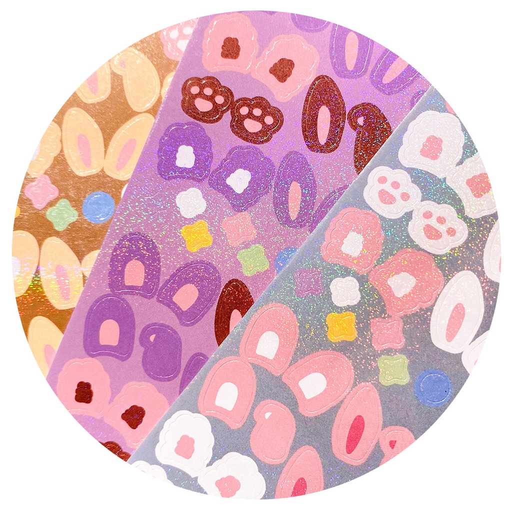 Tấm sticker tai thỏ decor toploader, trang trí