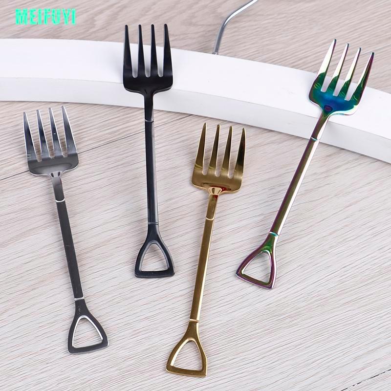 Set 1 Muỗng / Nĩa / Dao Bằng Thép Không Gỉ Thiết Kế Hình Xẻng Độc Đáo