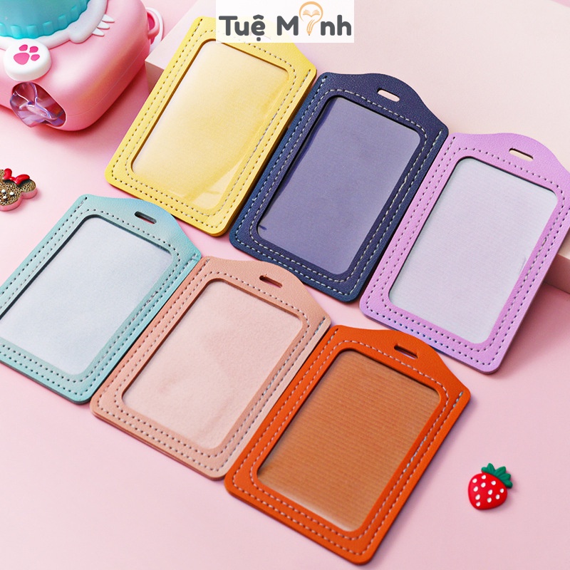 Dây bao đeo thẻ cute hoạt hình K61 bao da đựng thẻ tên VPP Tuệ Minh, dây đeo bảo vệ card