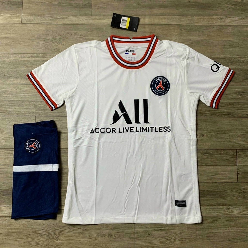 Bộ Quần Áo Bóng Đá Paris Saint German Màu Trắng 2023 Vải Thái Cao Cấp - Đồ Đá Banh Nam pp Bởi Be Happy Sport
