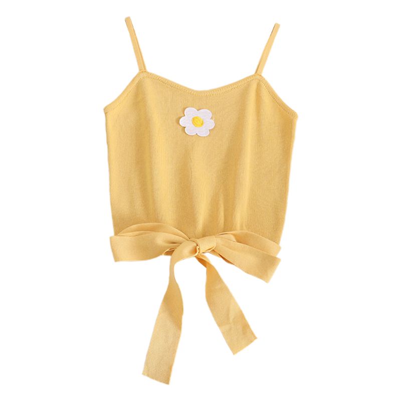 Áo Croptop Dệt Kim Hai Dây Thêu Hoa Quyến Rũ Thời Trang Mùa Hè Cho Nữ