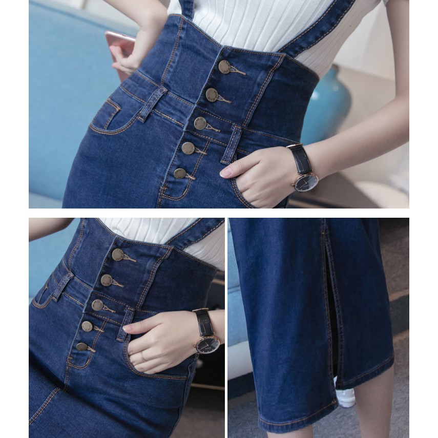 Đầm Yếm Denim Cỡ Lớn 2021 Thời Trang Trẻ Trung