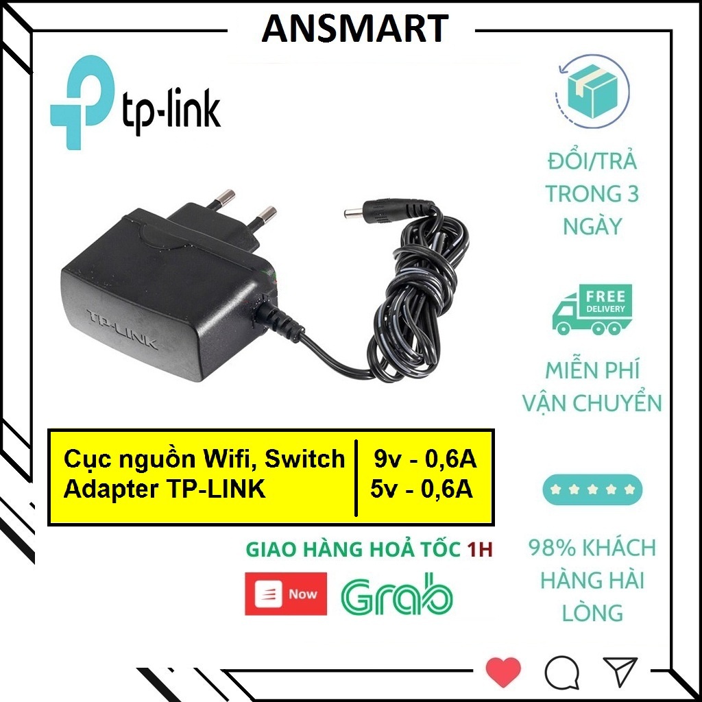 Nguồn Wifi Tp-link 5V 9V - 0.6A ZIN ADAPTER-Cục NGUỒN dùng cho bộ chia, bộ thu, bộ phát wifi TPLINK ( ANSMART )